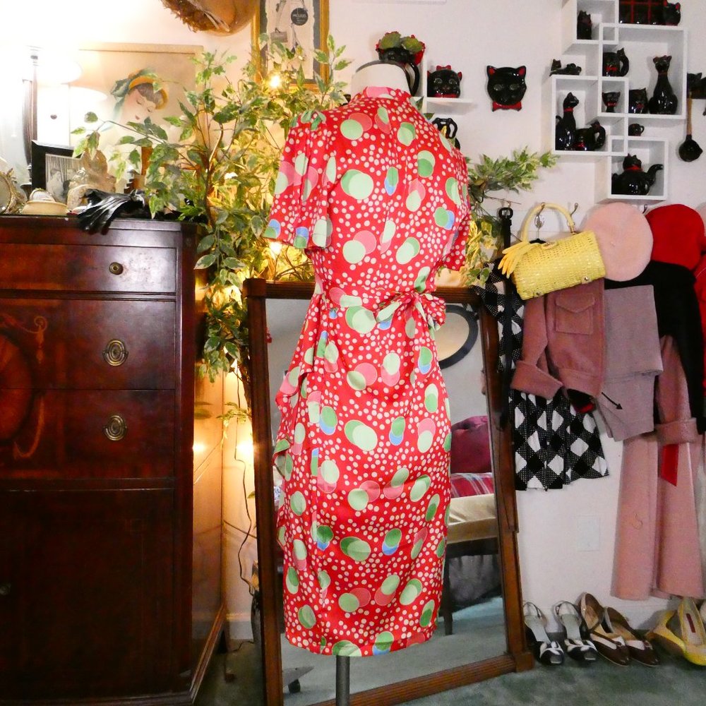The Seamstress of Bloomsbury 1940's Style Atomic Satin Mabel Dress Sz UK8 - Picture 6 of 11